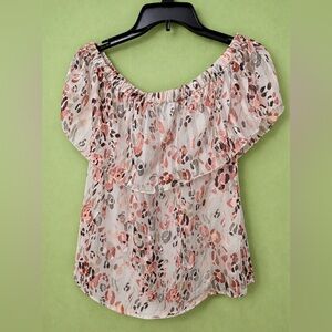 White House Black Market Floral Off-Shoulder Blouse
